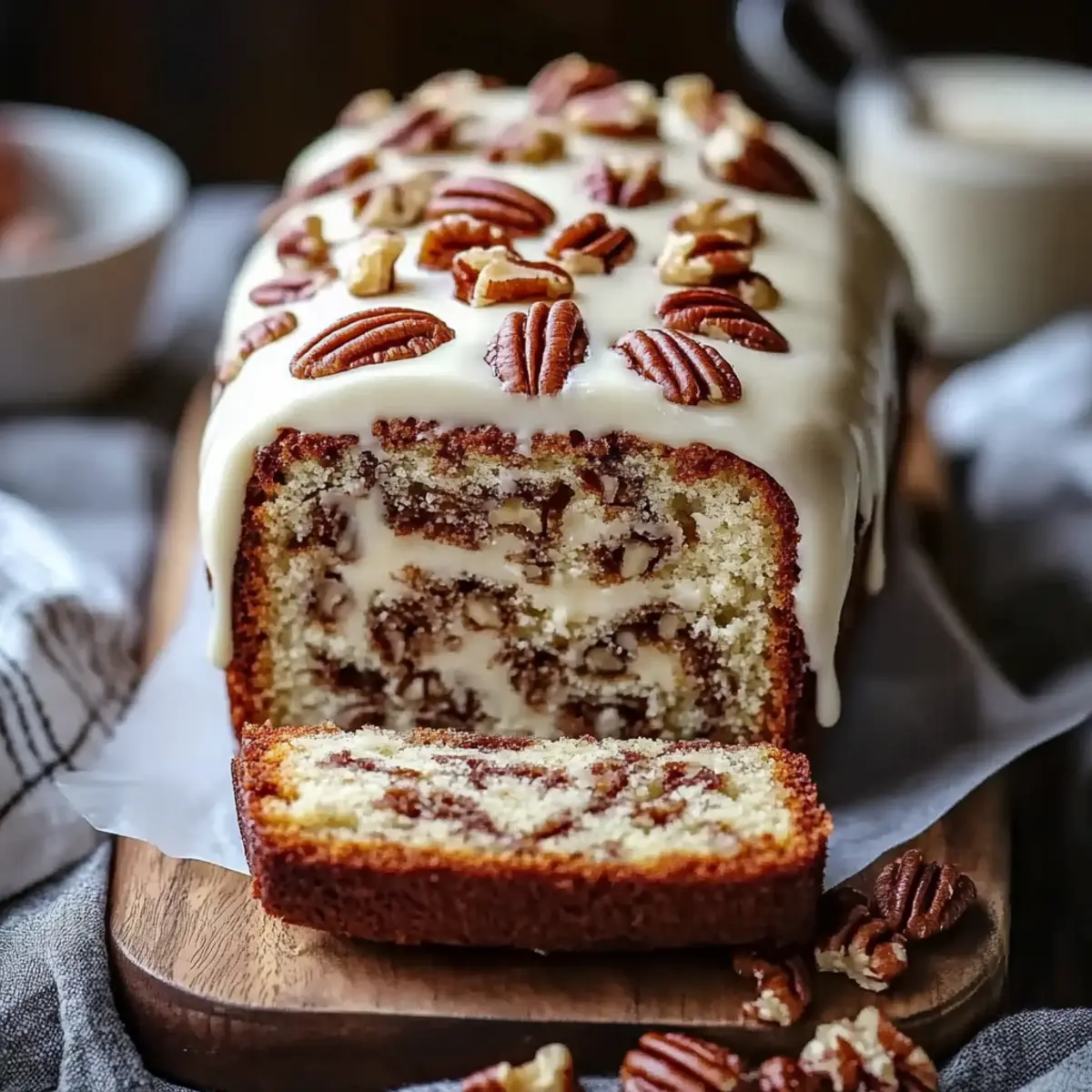 Butter Pecan Cake Loaf with Cream Cheese Icing