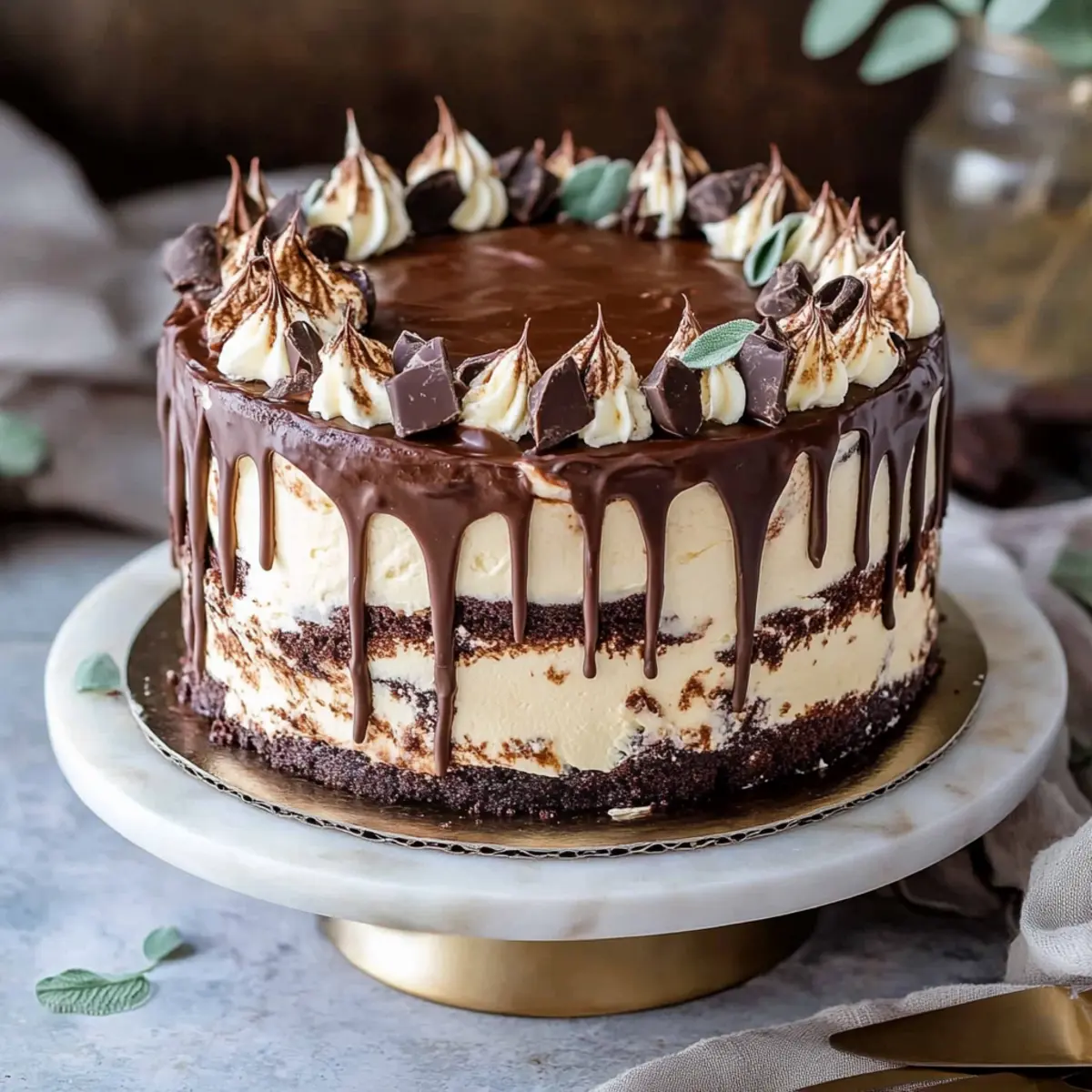 Cheesecake Stuffed Chocolate Cake