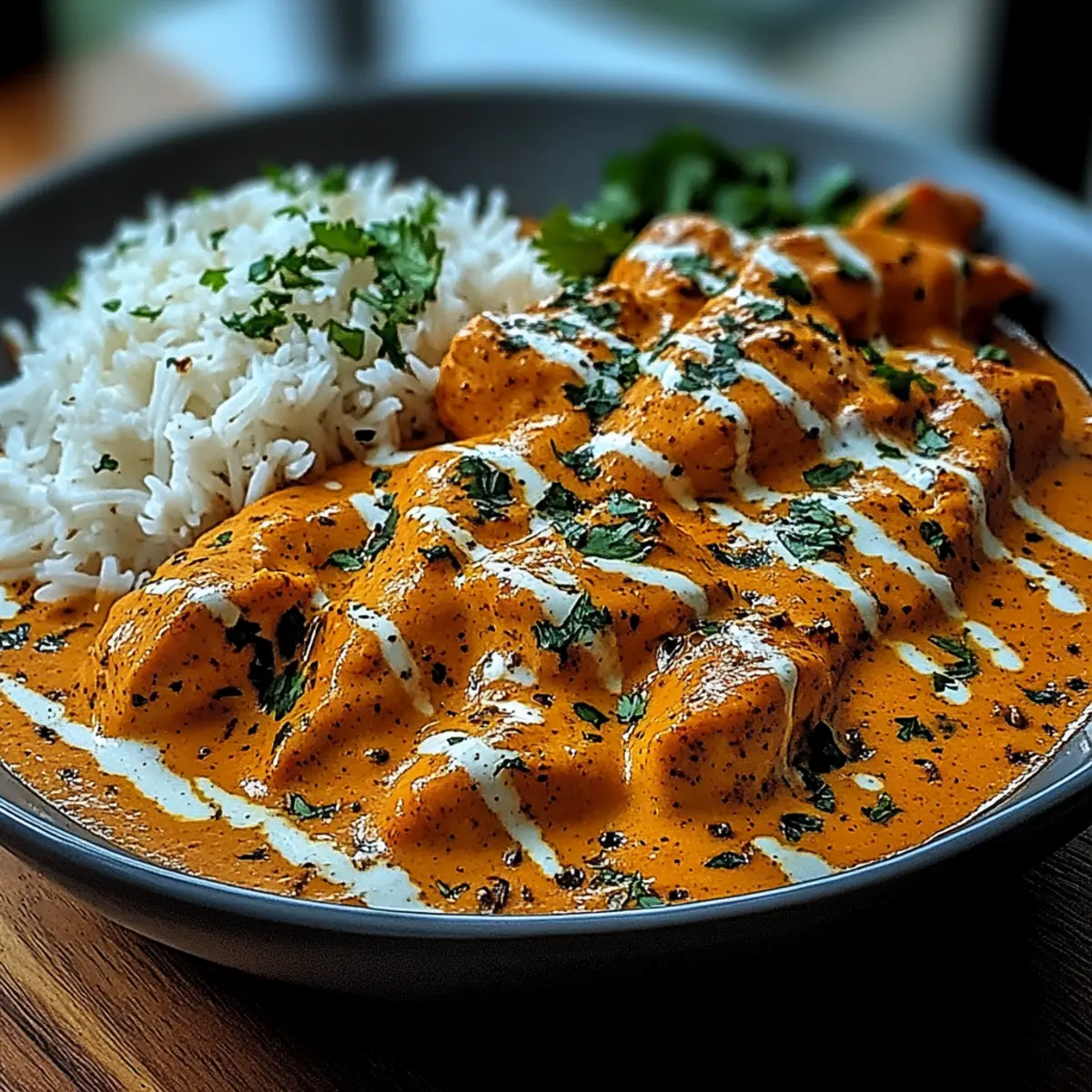 Creamy Butter Chicken with Garlic Drizzle