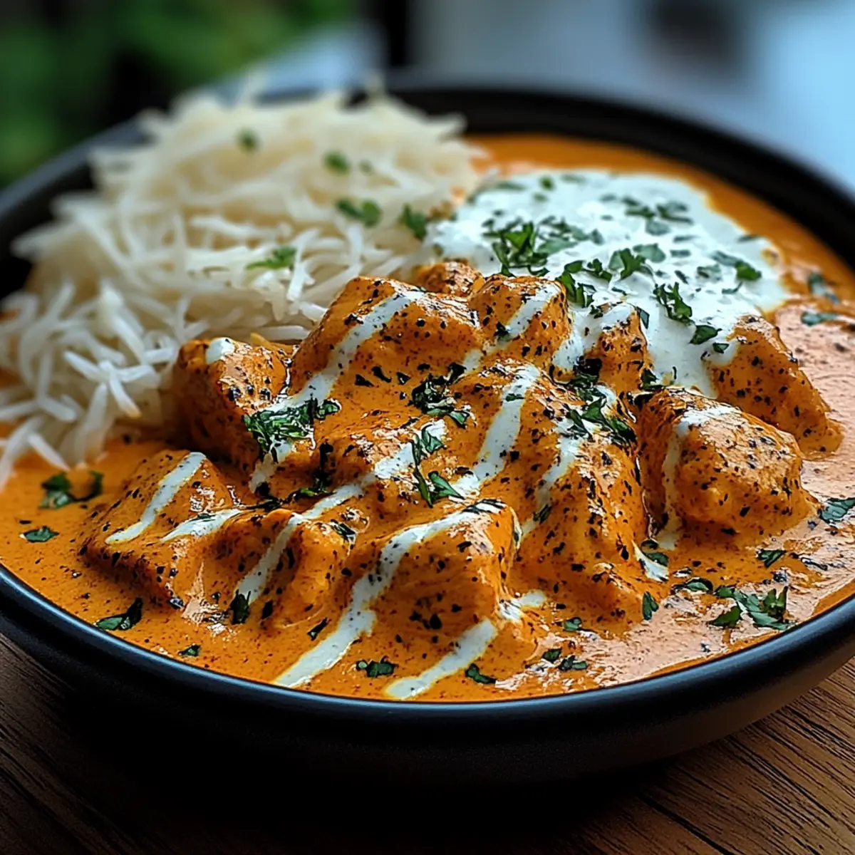 Creamy Butter Chicken with Garlic Drizzle