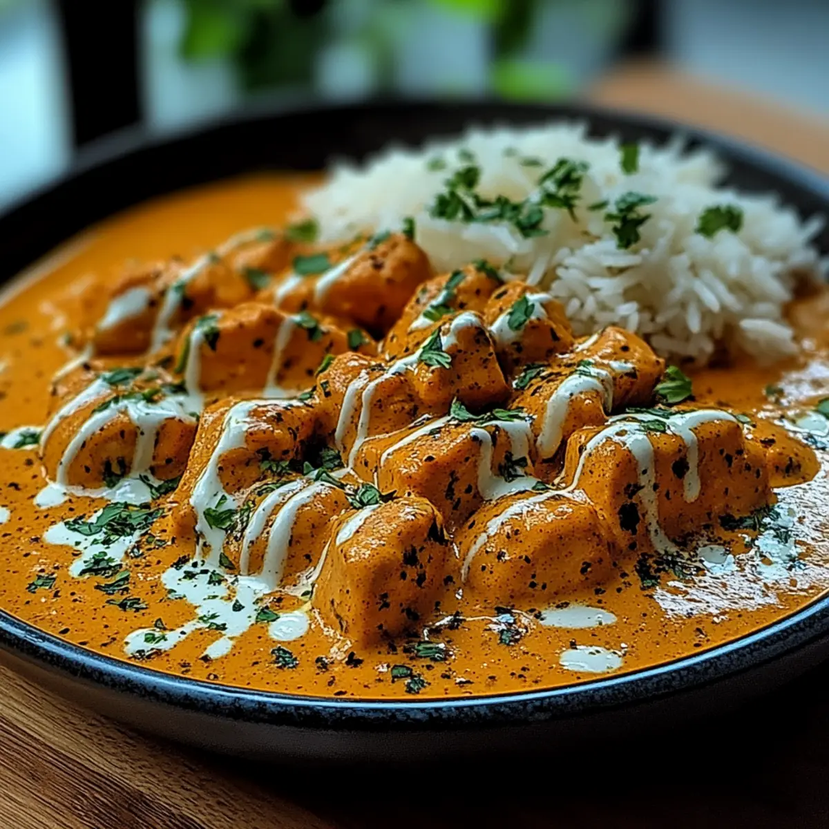 Creamy Butter Chicken with Garlic Drizzle
