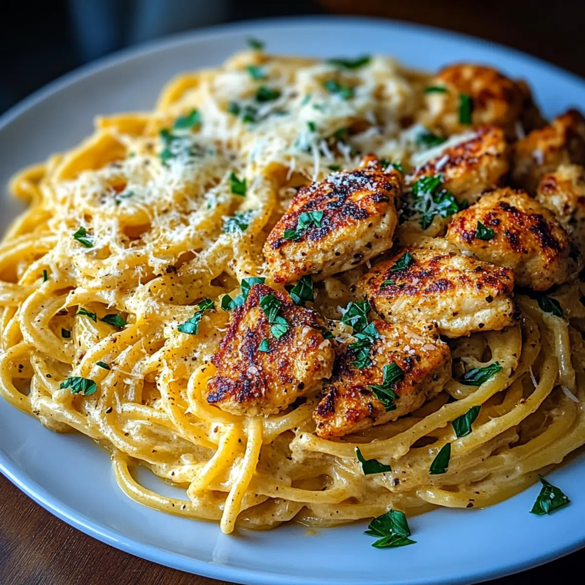 Creamy Garlic Parmesan Chicken Spaghetti