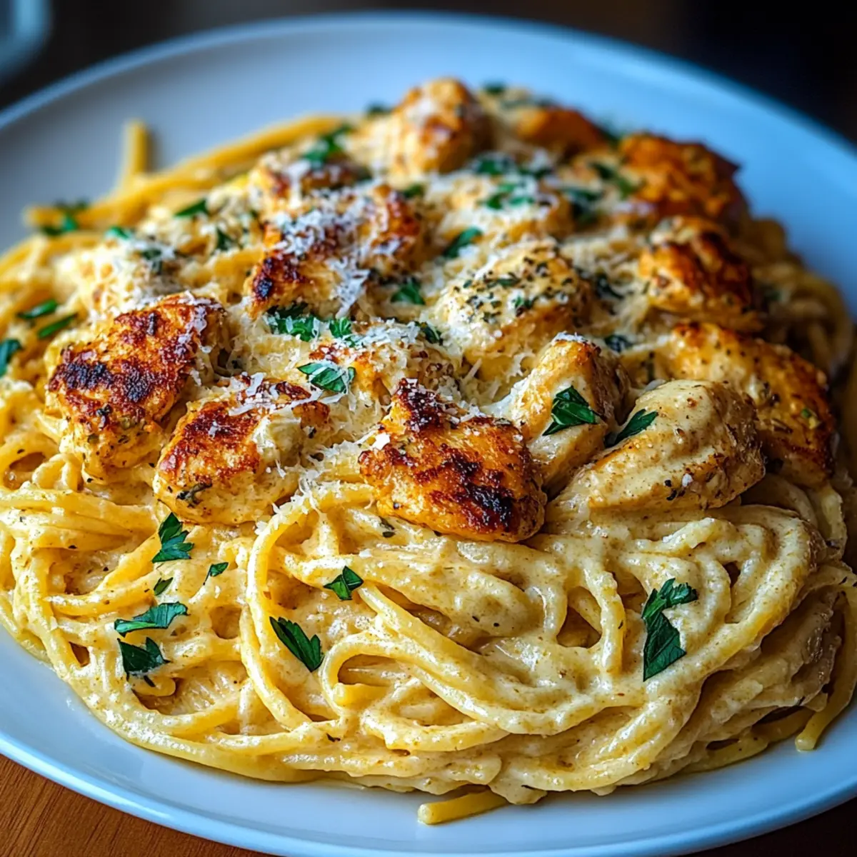Creamy Garlic Parmesan Chicken Spaghetti