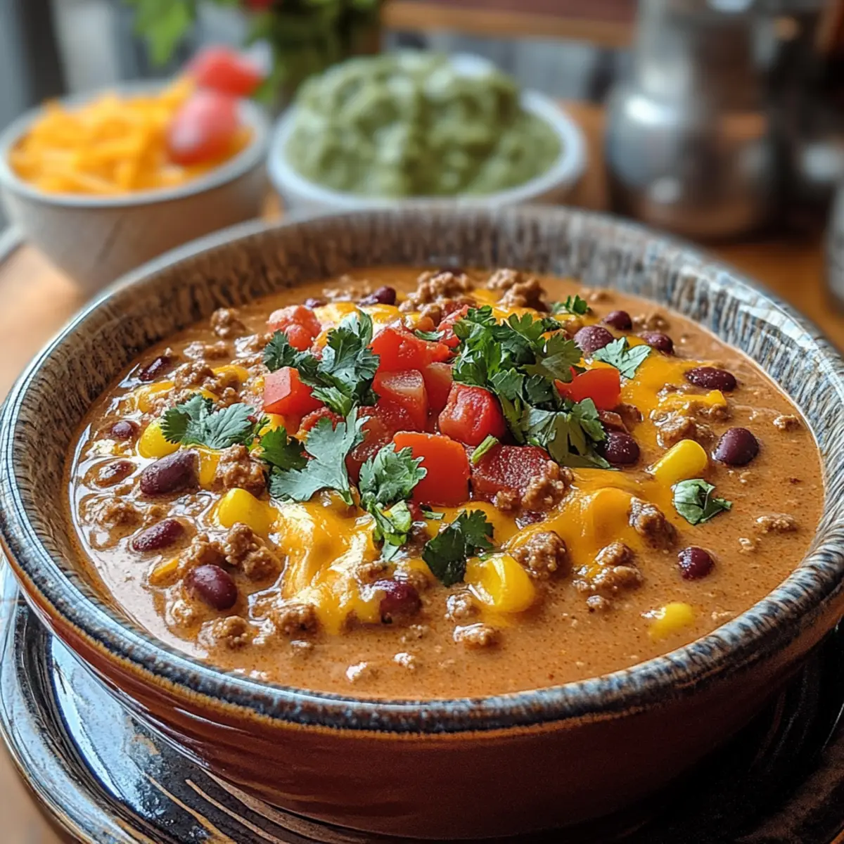 Crockpot Queso Beef Chili
