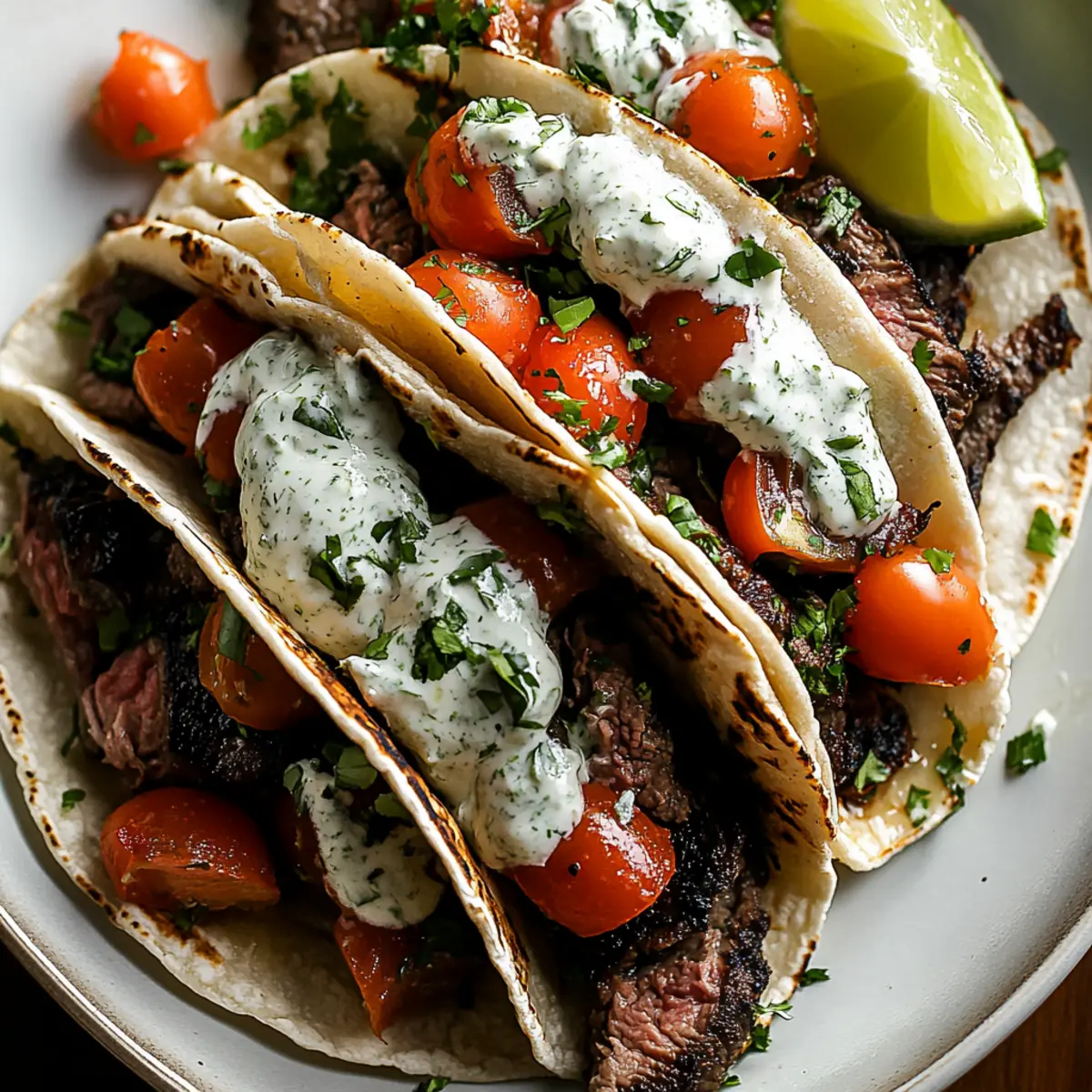 Jicama Steak Tacos with Lime Crema