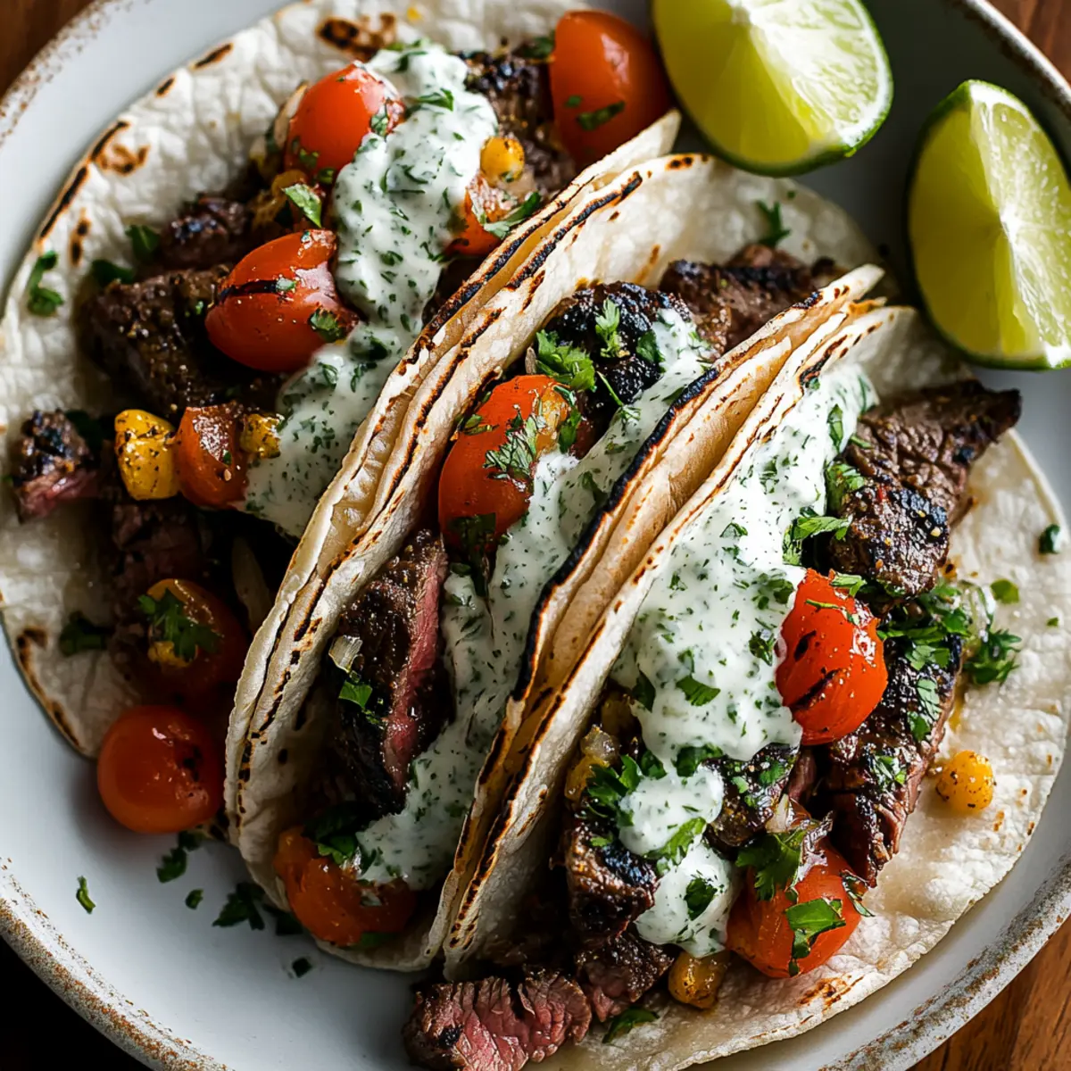 Jicama Steak Tacos with Lime Crema
