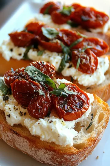 Oven-dried Tomatoes, Whipped Feta on a Crusty Baguette
