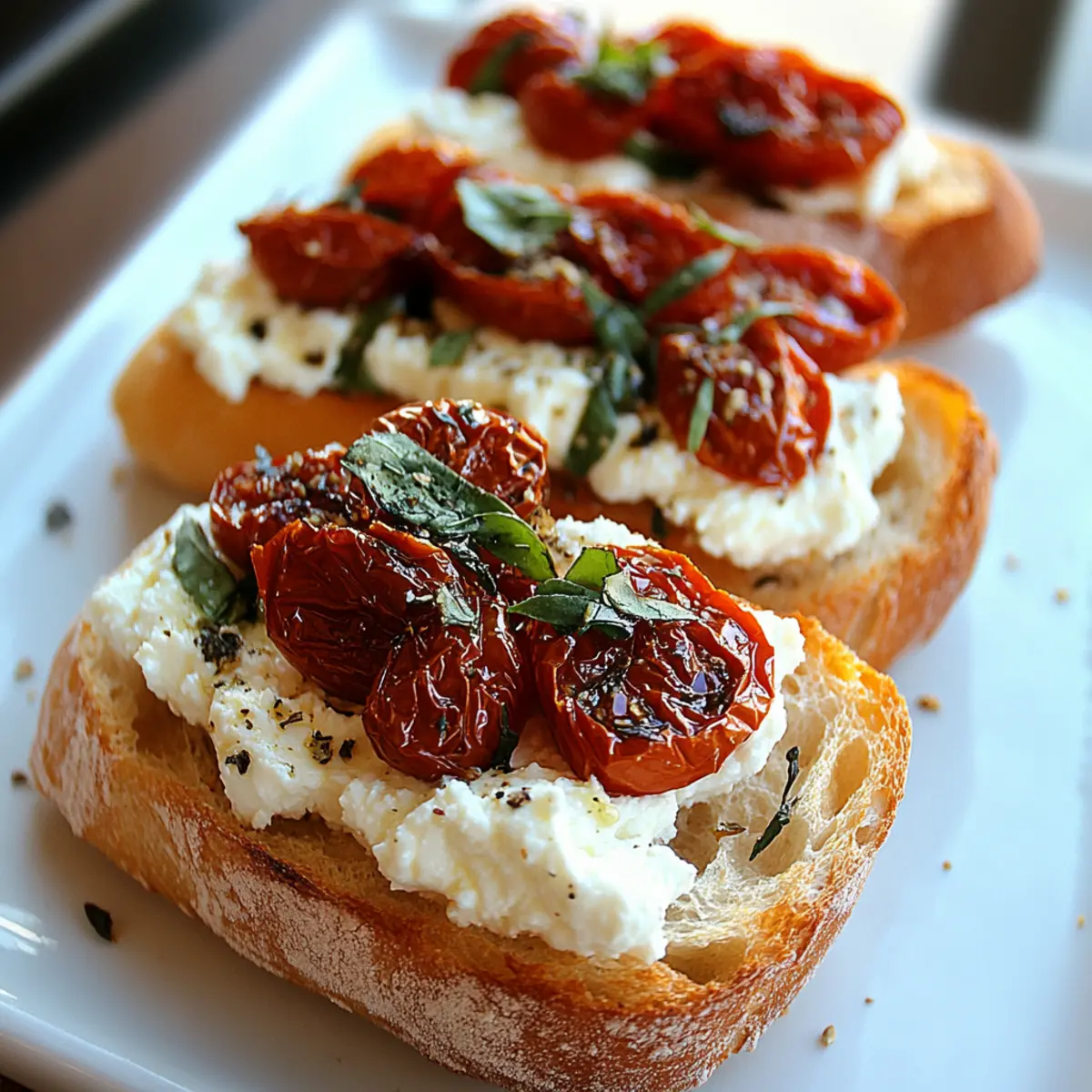 Oven-dried Tomatoes, Whipped Feta on a Crusty Baguette