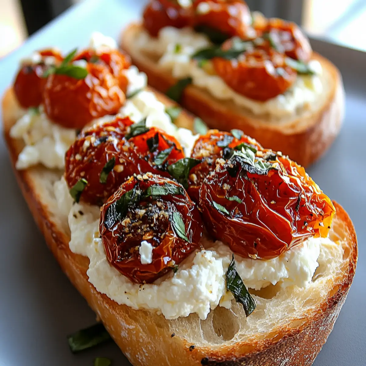 Oven-dried Tomatoes, Whipped Feta on a Crusty Baguette