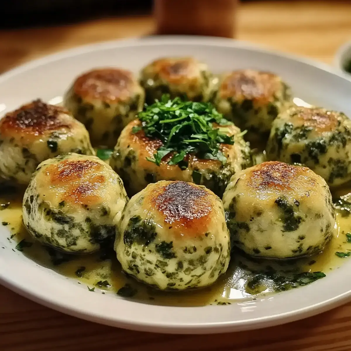 Spinach Knödel with Creamy Twist