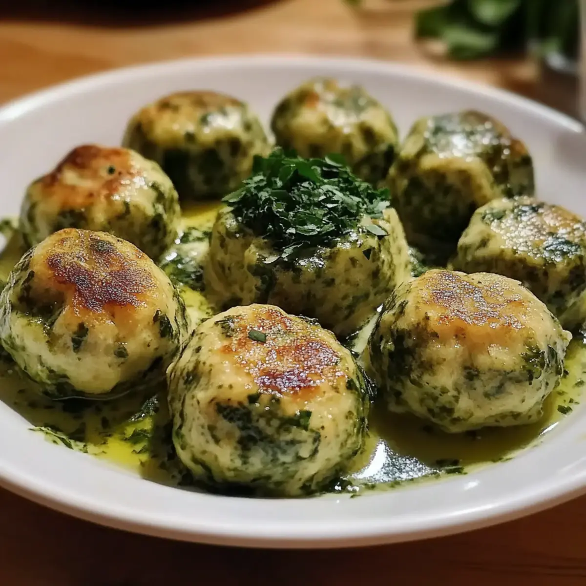 Spinach Knödel with Creamy Twist