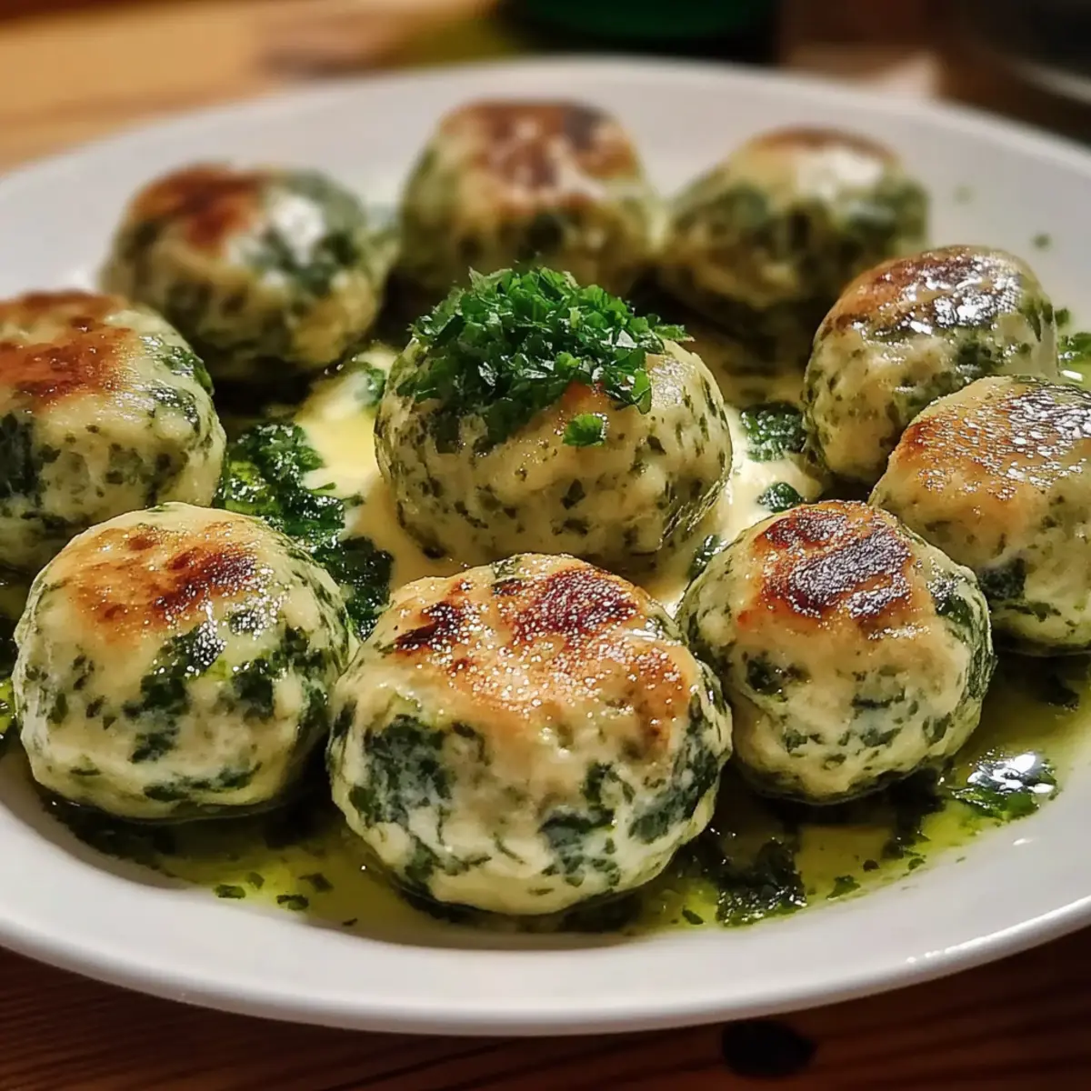 Spinach Knödel with Creamy Twist