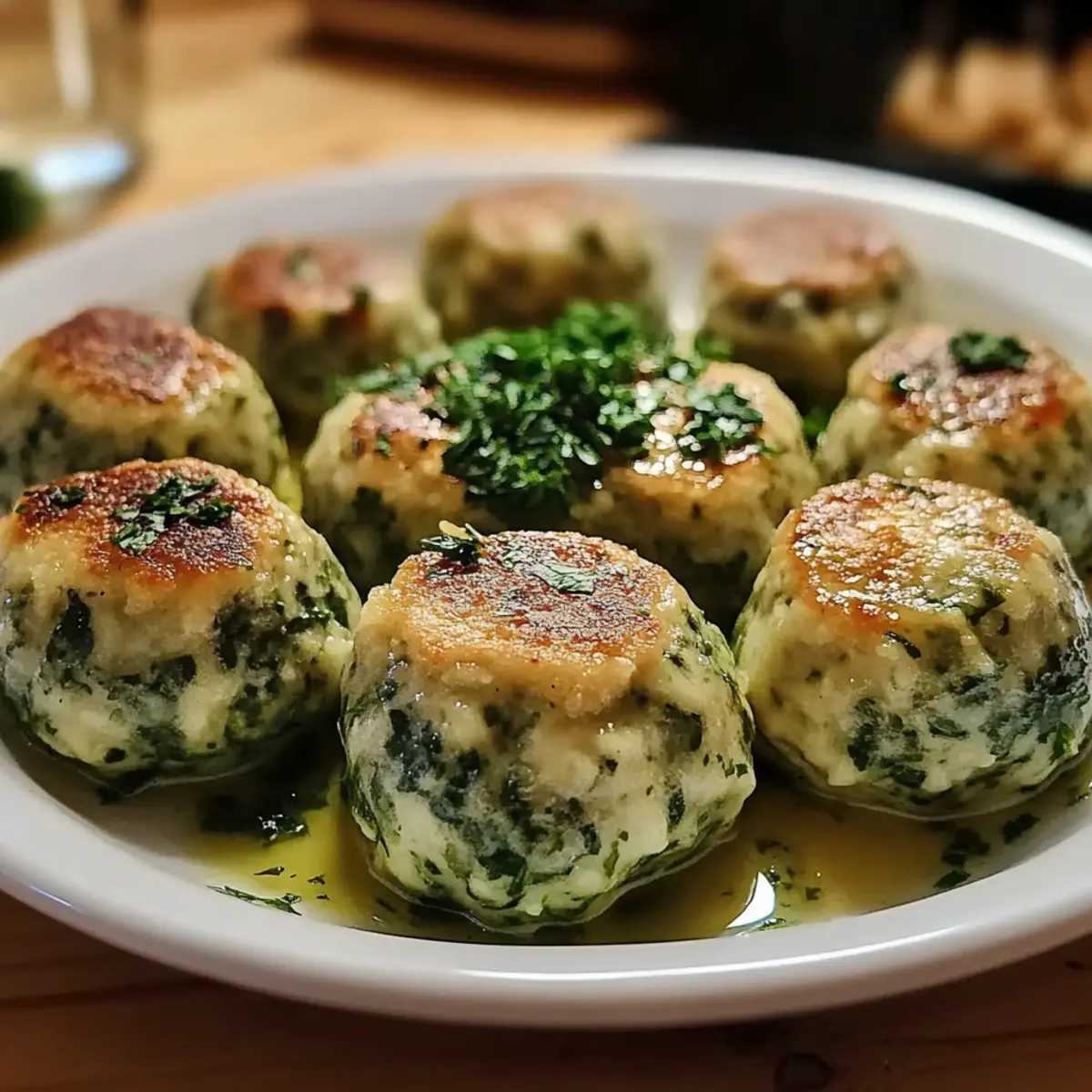 Spinach Knödel with Creamy Twist