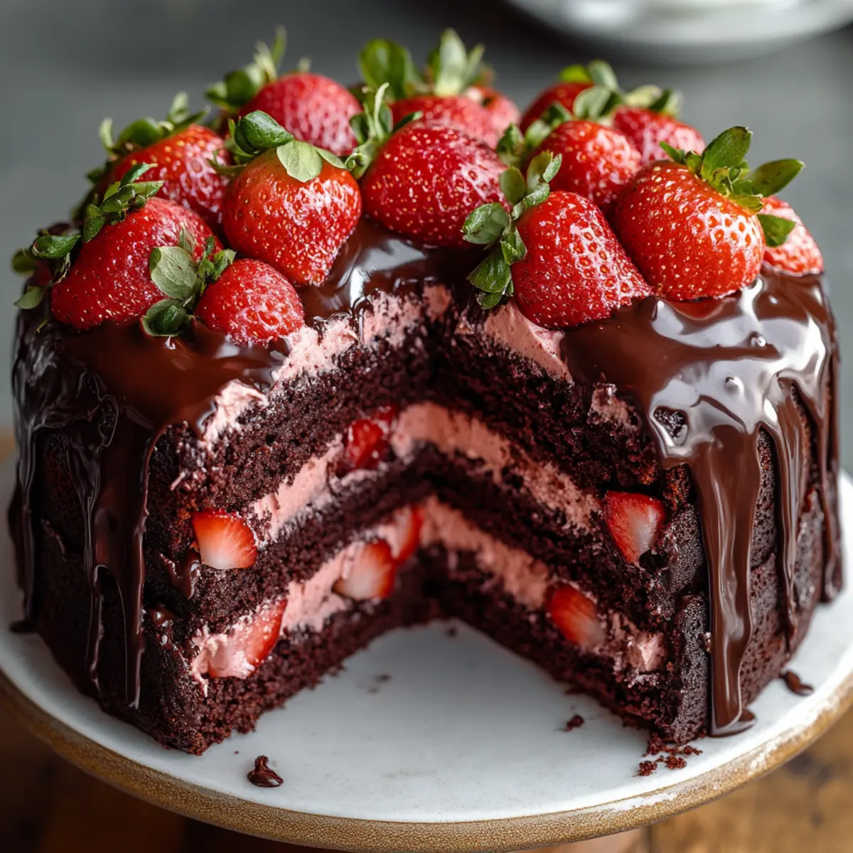 Strawberry Chocolate Shell Cake