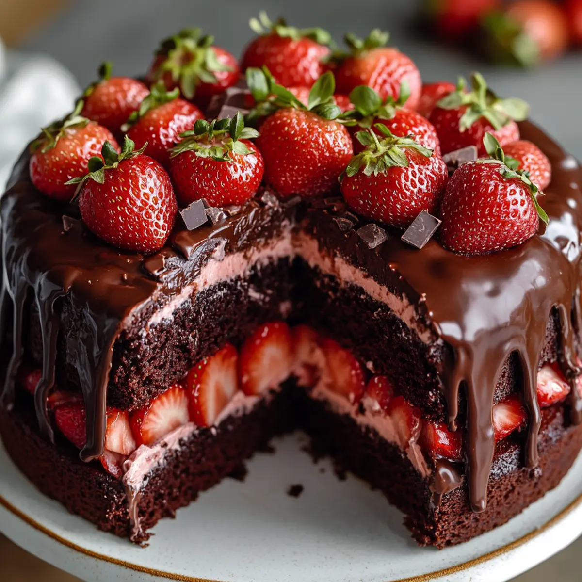 Strawberry Chocolate Shell Cake