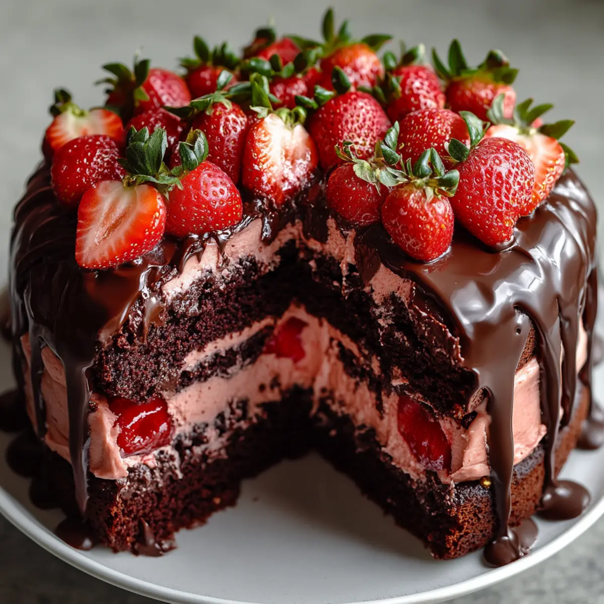 Strawberry Chocolate Shell Cake