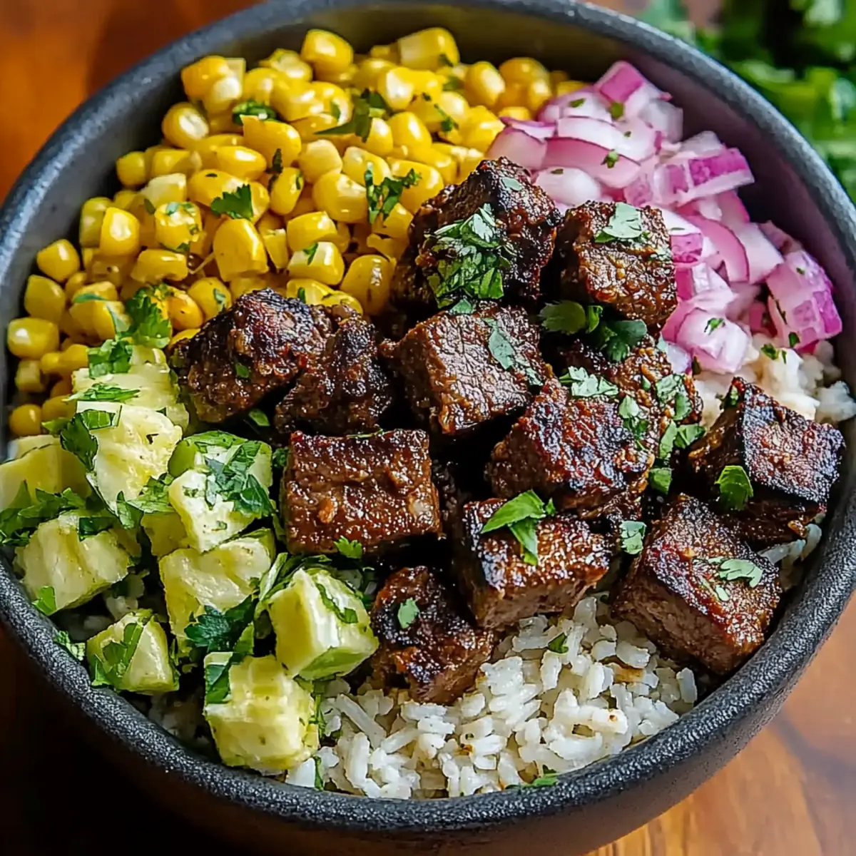Street Corn Steak Rice Bowls