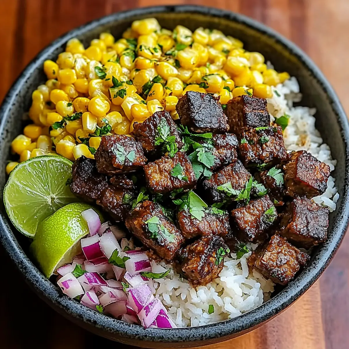 Street Corn Steak Rice Bowls