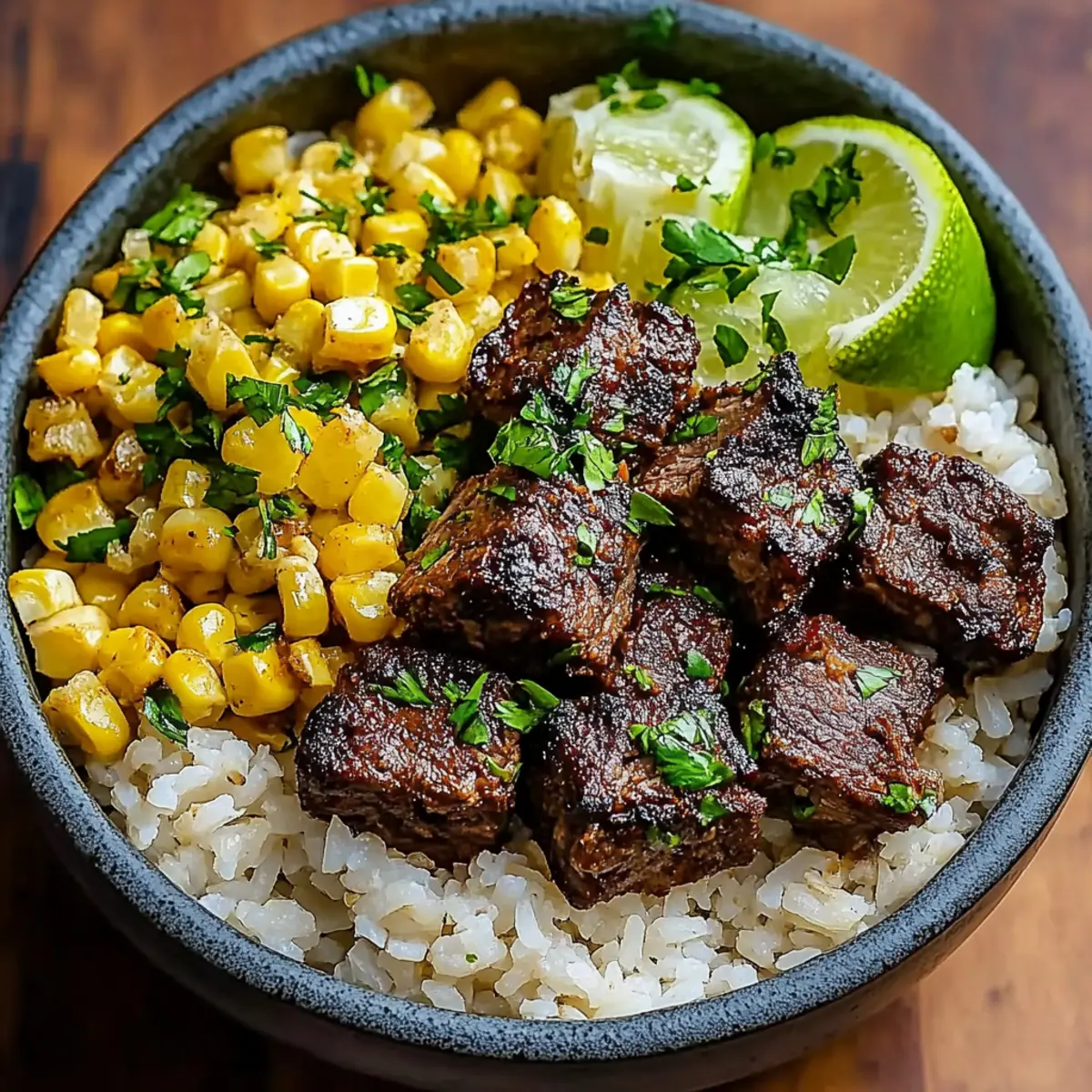 Street Corn Steak Rice Bowls