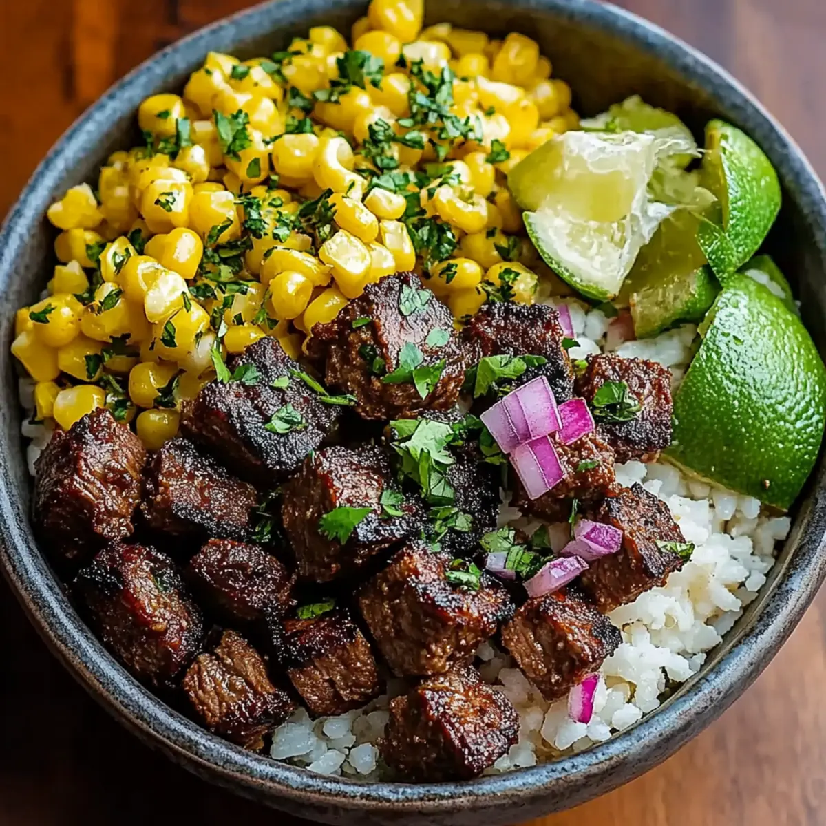 Street Corn Steak Rice Bowls