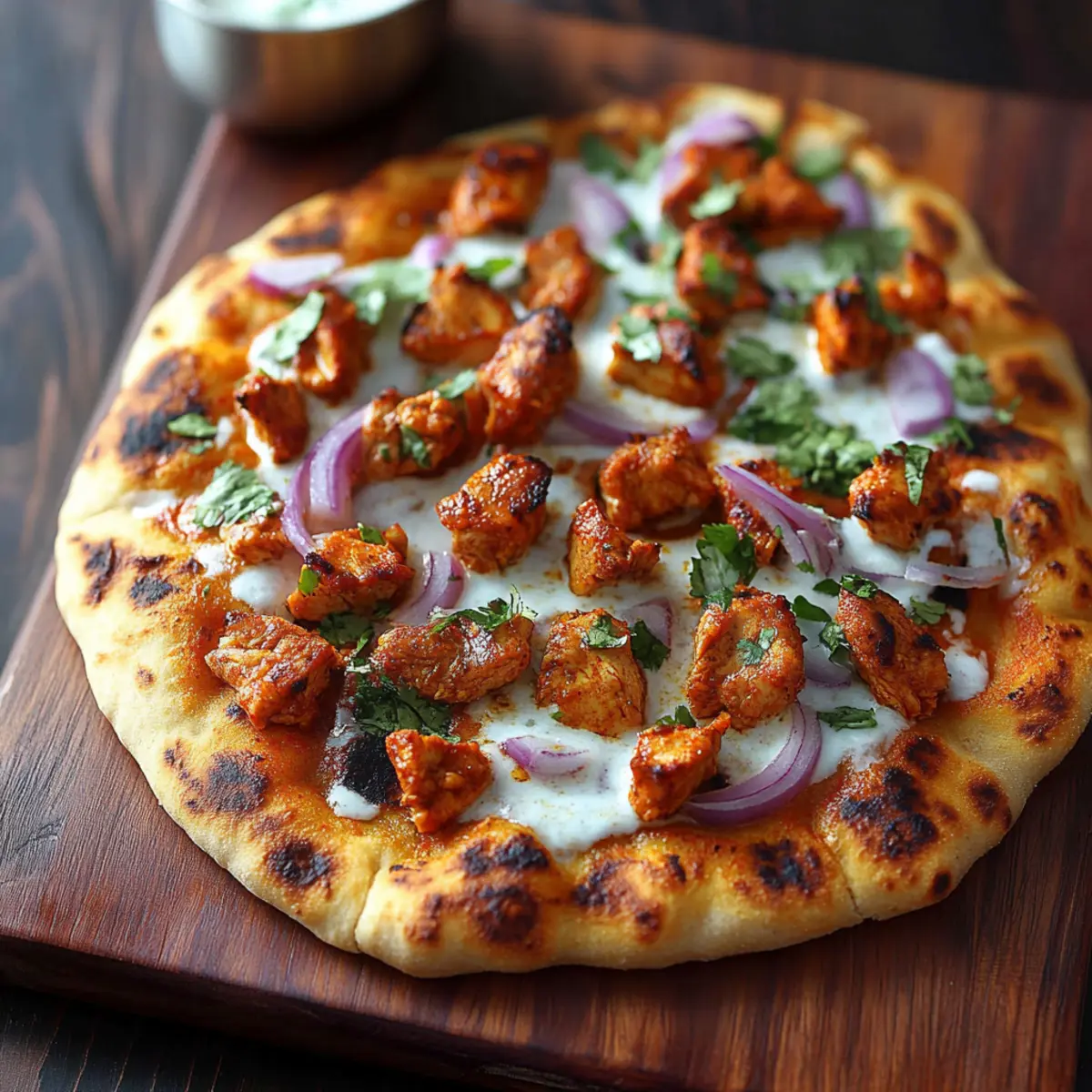 Tandoori Chicken Naan Pizza
