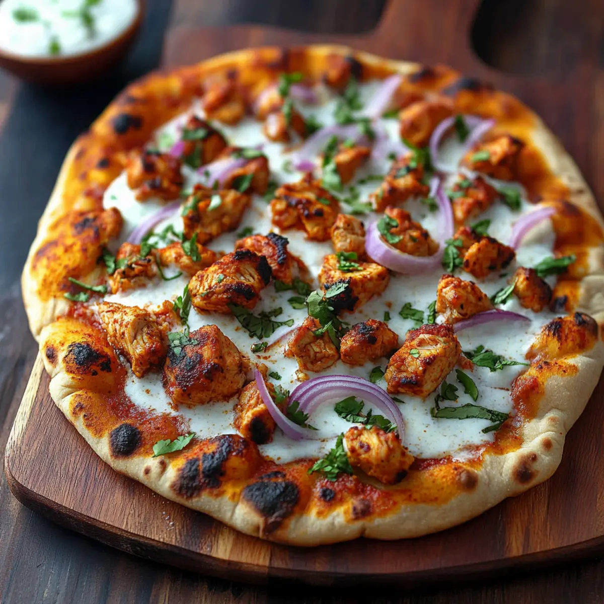 Tandoori Chicken Naan Pizza