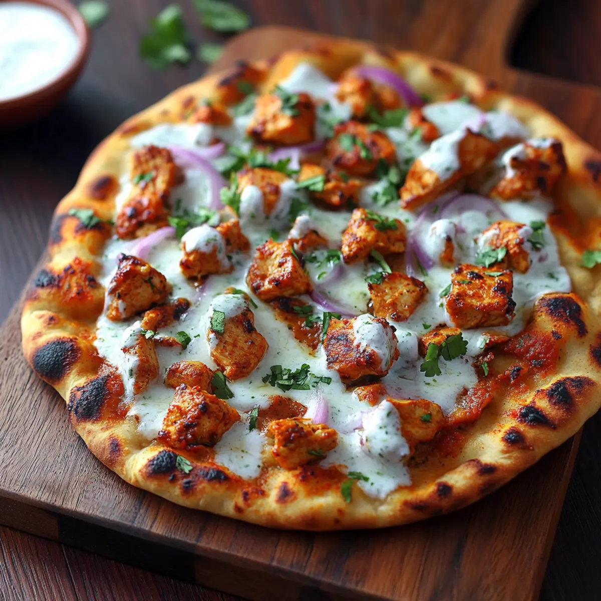 Tandoori Chicken Naan Pizza