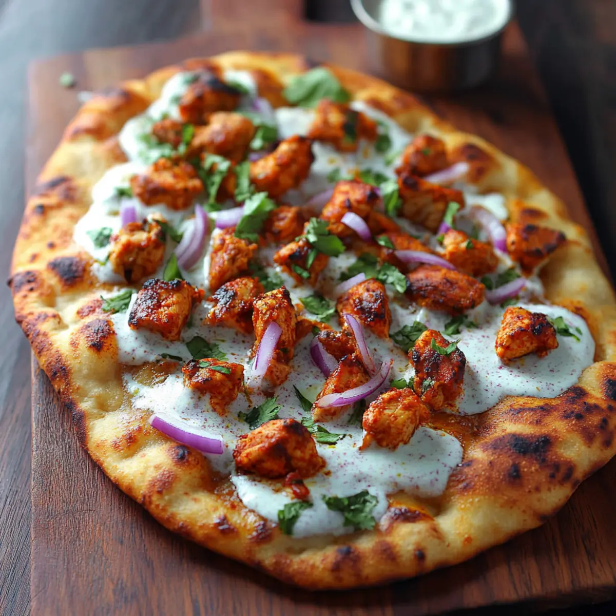 Tandoori Chicken Naan Pizza