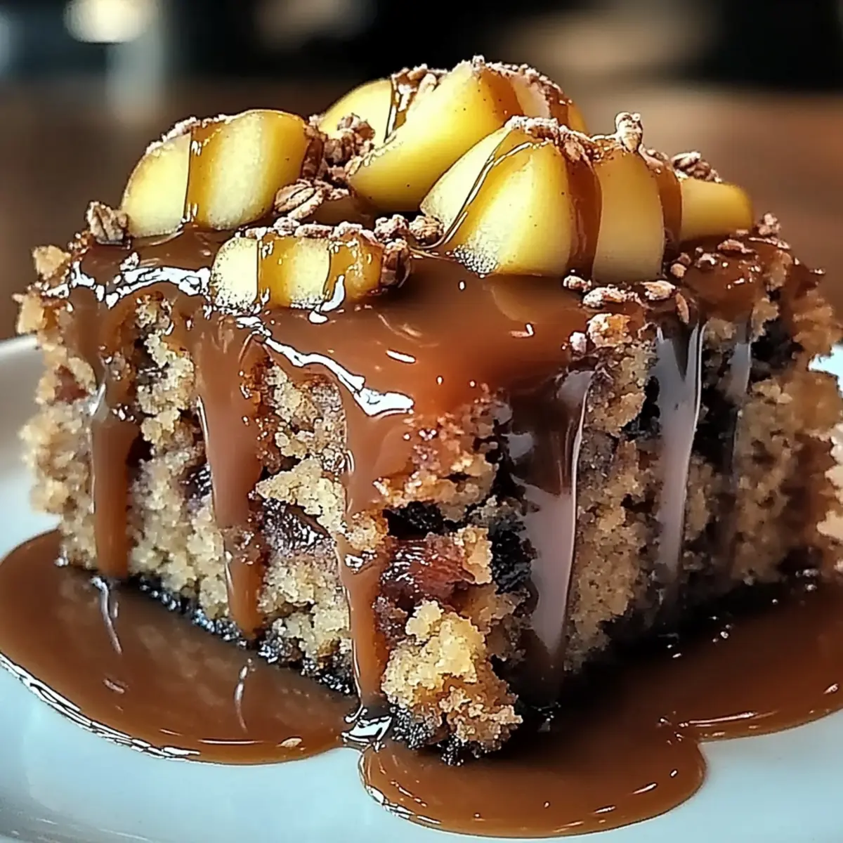 Apple Date Oat Sponge with Toffee Drizzle