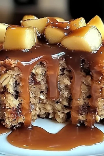 Apple Date Oat Sponge with Toffee Drizzle