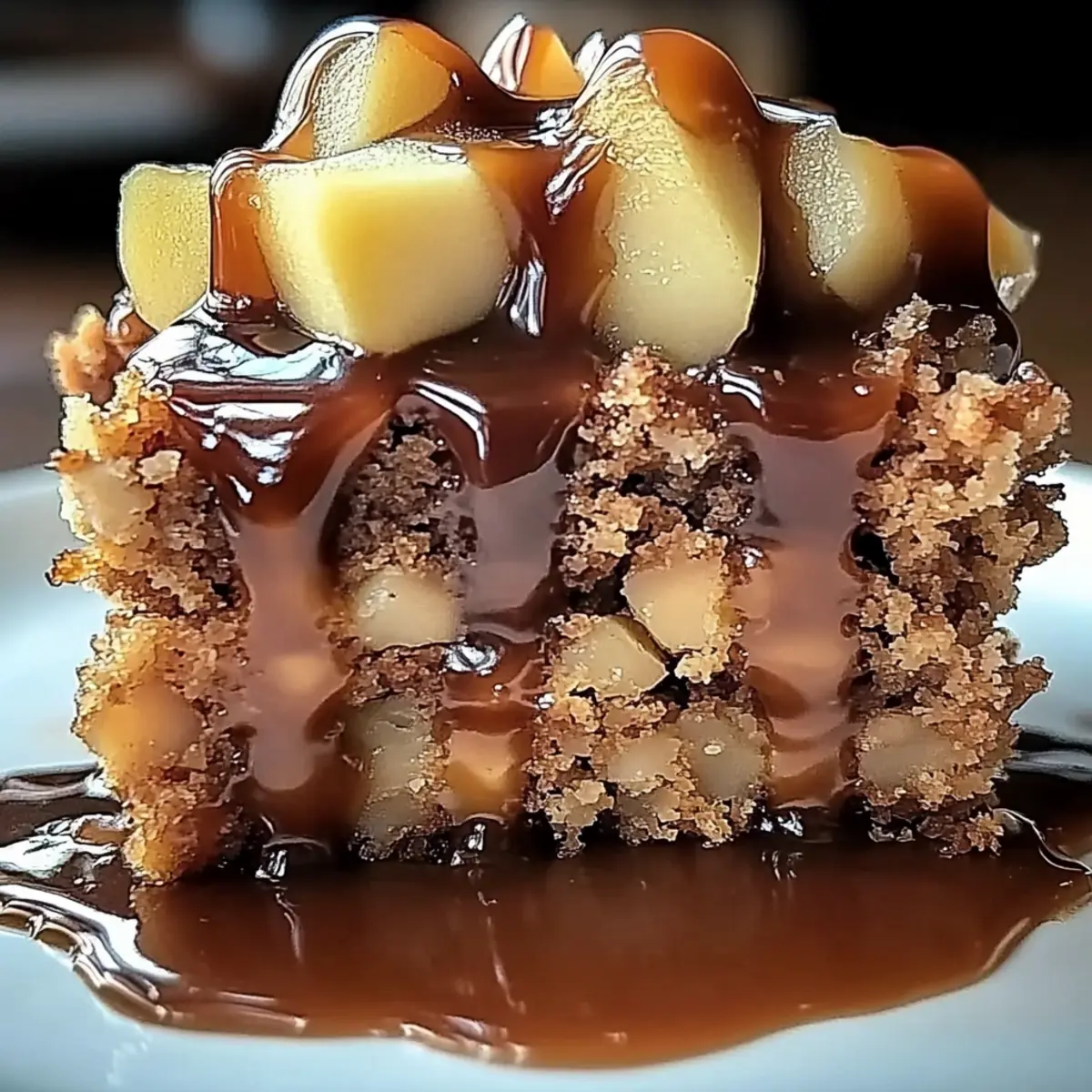 Apple Date Oat Sponge with Toffee Drizzle