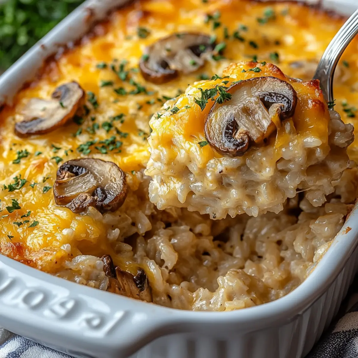 Cheesy Mushroom Rice Bake