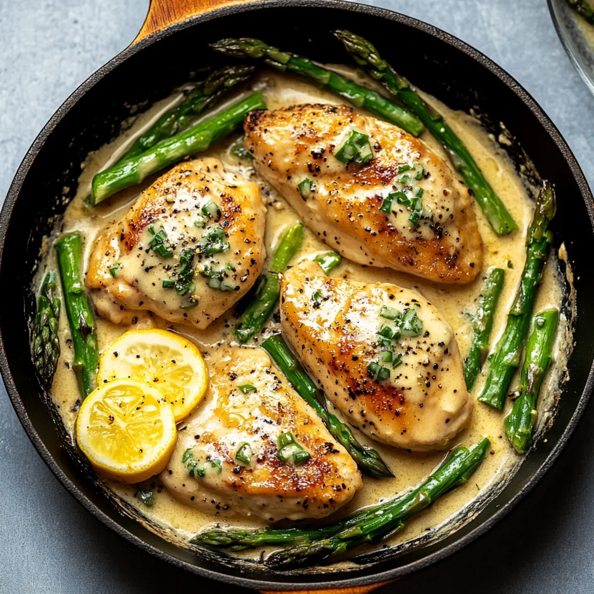 Creamy Lemon Garlic Chicken with Asparagus