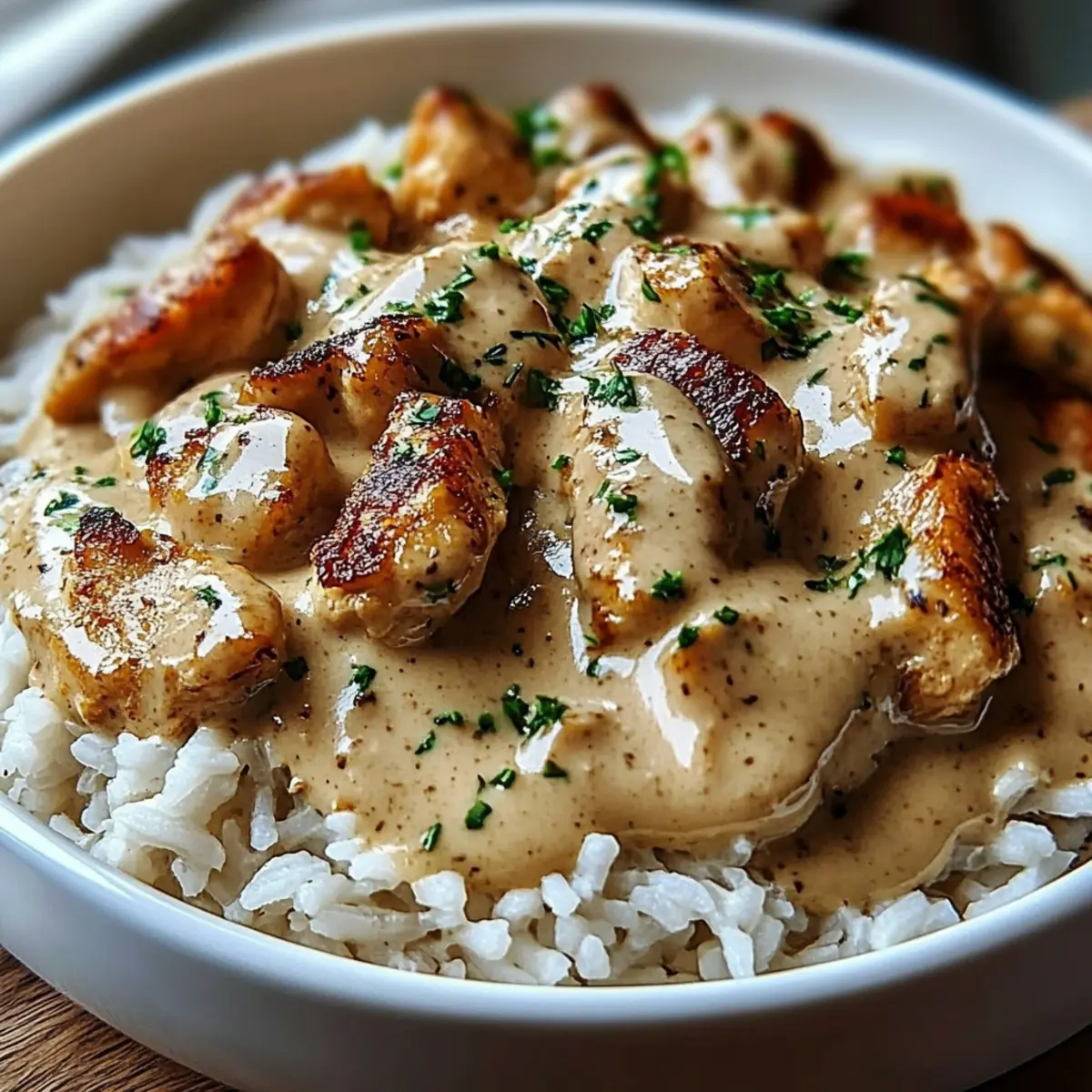 Creamy Smothered Chicken Rice