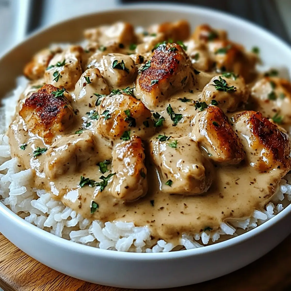 Creamy Smothered Chicken Rice