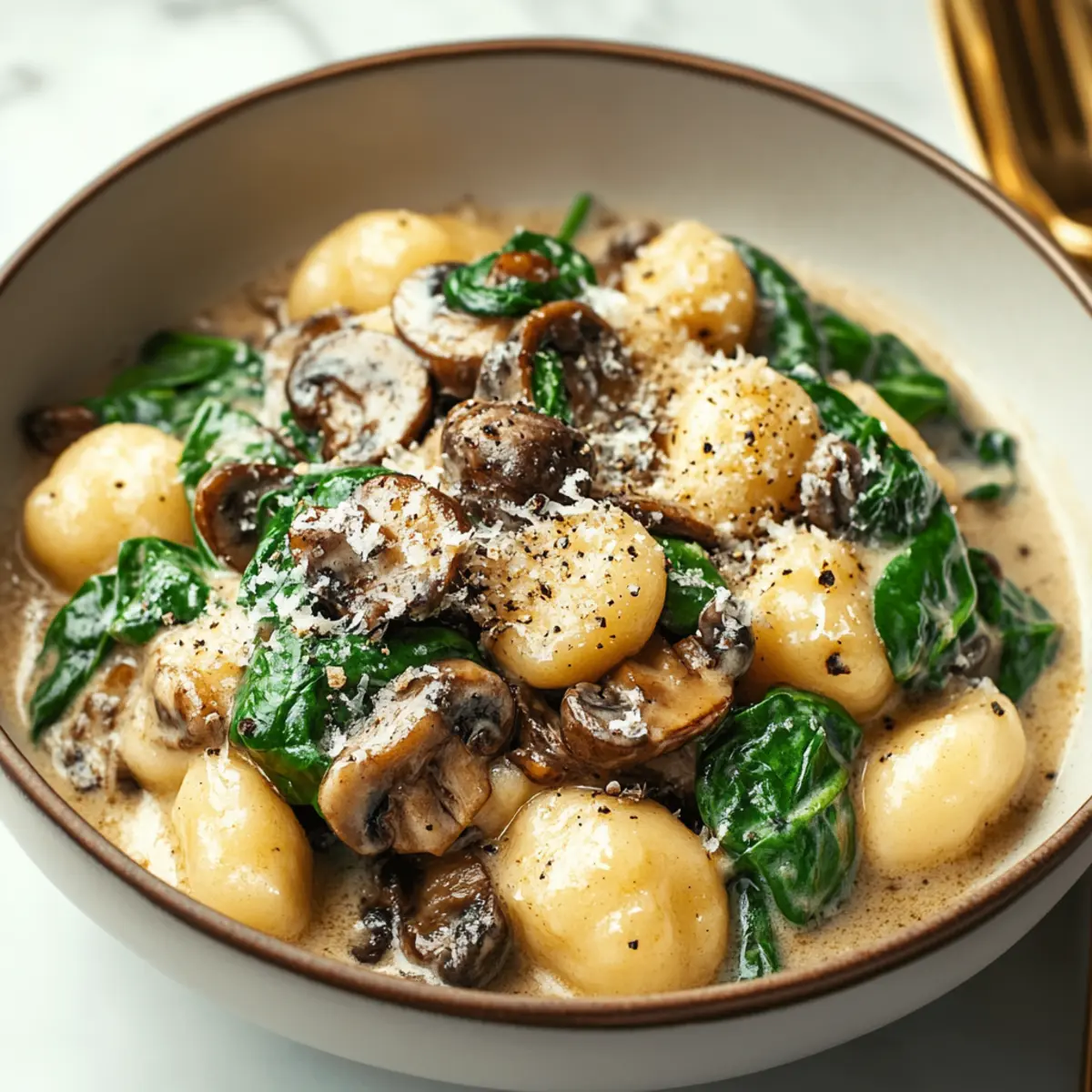 Creamy Spinach Mushroom Gnocchi