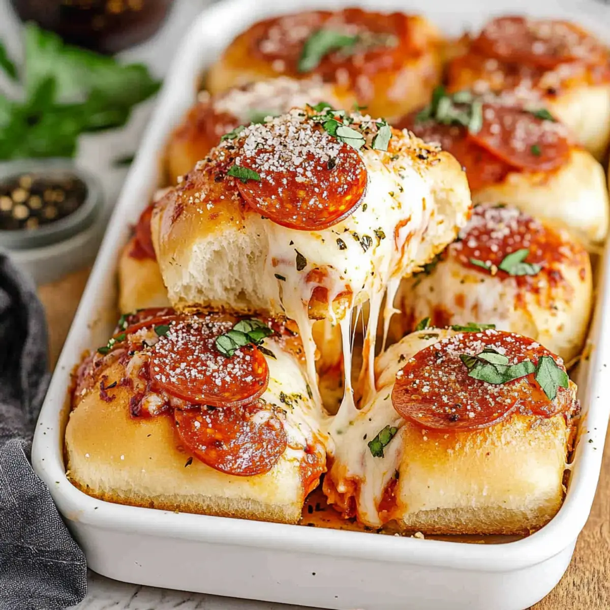 Hawaiian Roll Pepperoni Pizza Sliders