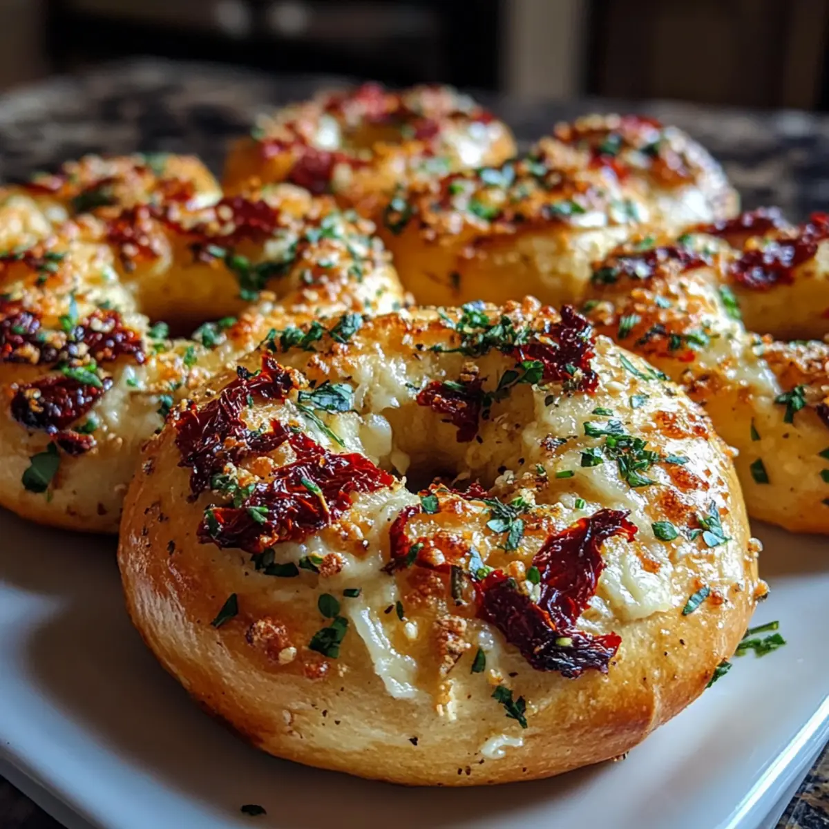 Sourdough Sun Dried Tomato Bagels with Herbs and Cheese