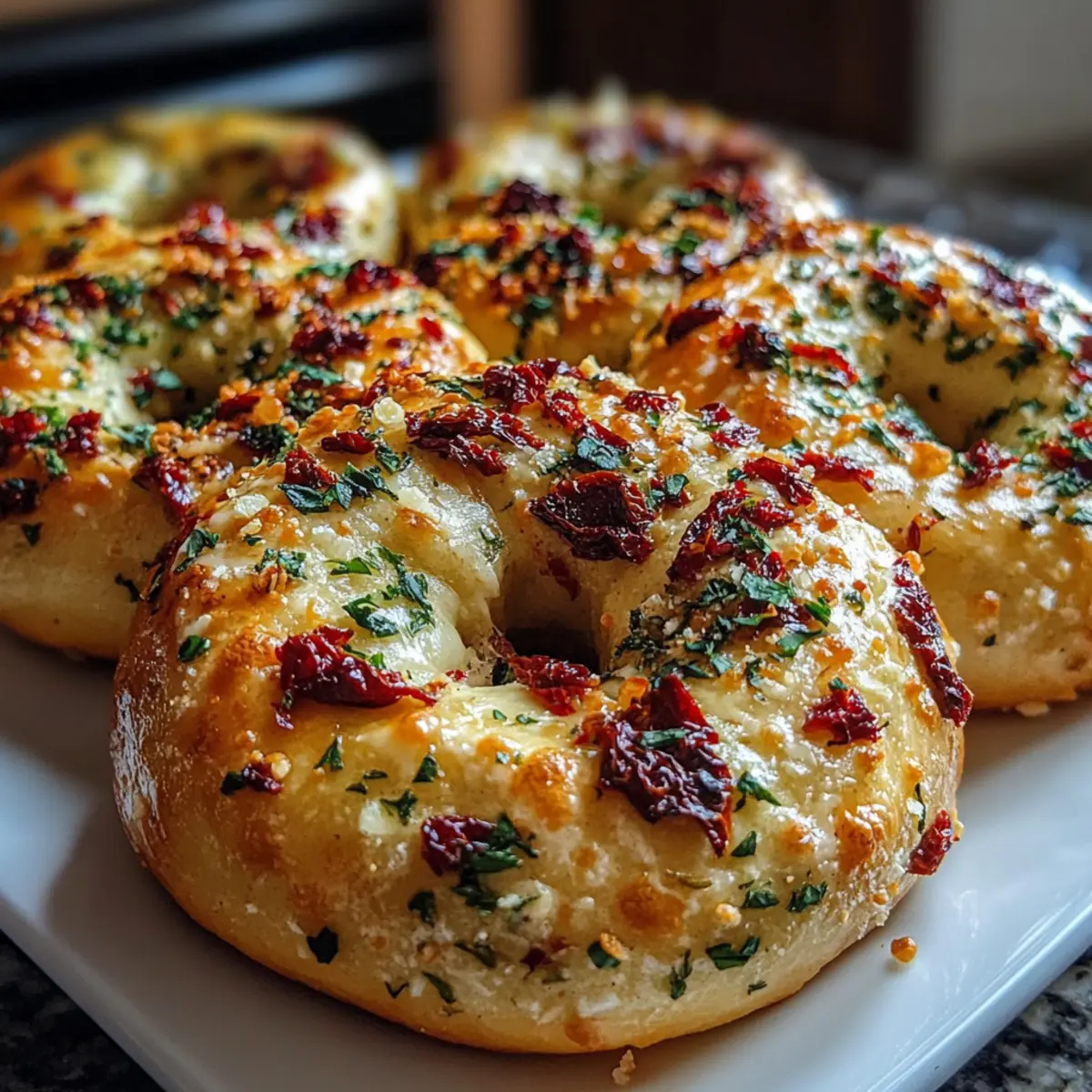 Sourdough Sun Dried Tomato Bagels with Herbs and Cheese