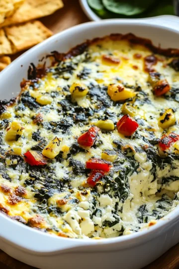 Spinach and Pepperoncini Baked Feta Dip