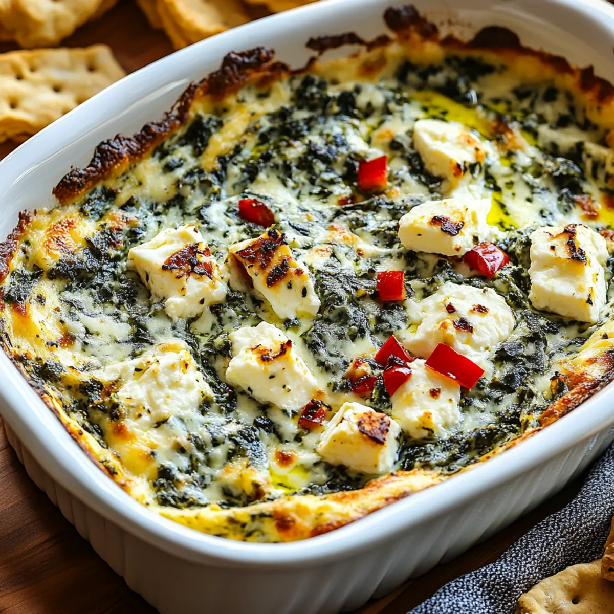 Spinach and Pepperoncini Baked Feta Dip