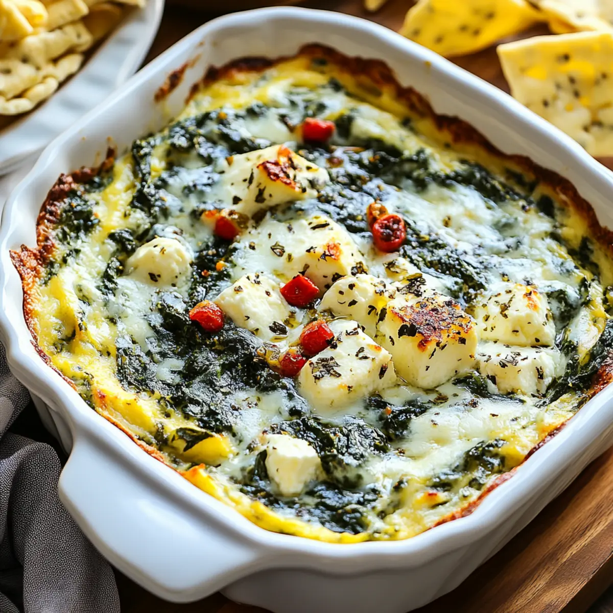 Spinach and Pepperoncini Baked Feta Dip
