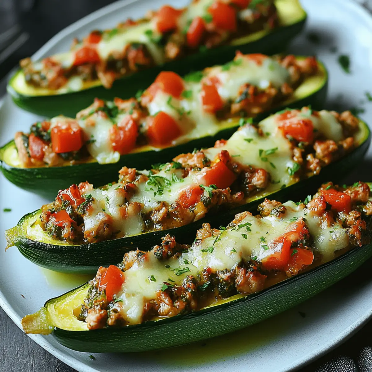 Turkey Pesto Stuffed Zucchini